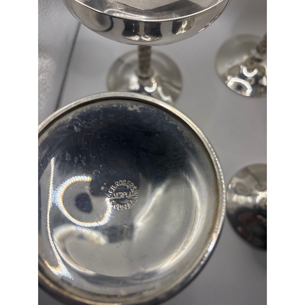VTG FB Rogers Silver Co Champagne Coupe Glasses Set of 6 Rope Stem Silverplate - Picture 6 of 7